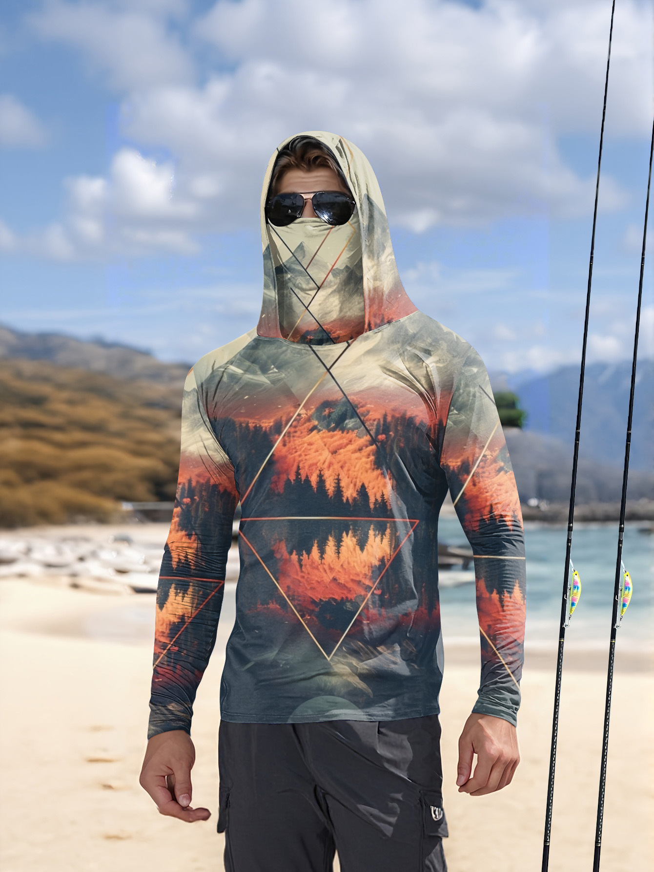 Fishing Hoodie - Outdoor Men's Fishing Hoodie Built‑in Face