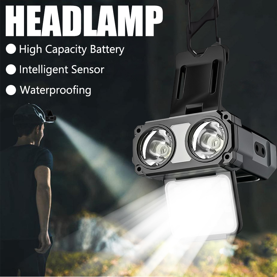 Fishing Hat - Sensor COB LED Headlamp Cap Clip